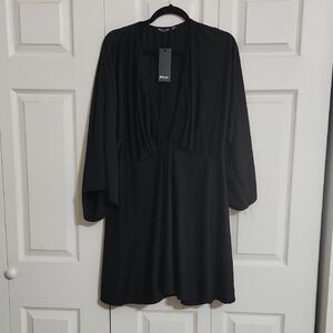 Nasty Gal Black V-Neck Dolman Sleeve Mini Dress